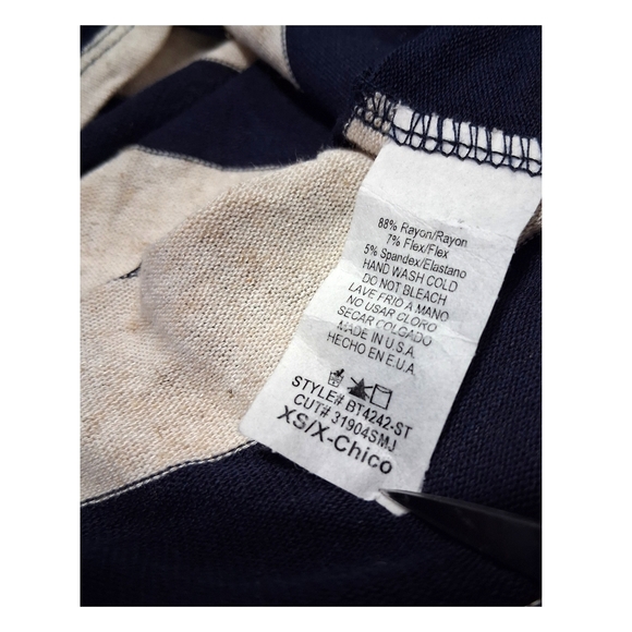 Papermoon Striped Navy Blue - Beige Pullover Sweater Womens XS - Picture 8 of 8